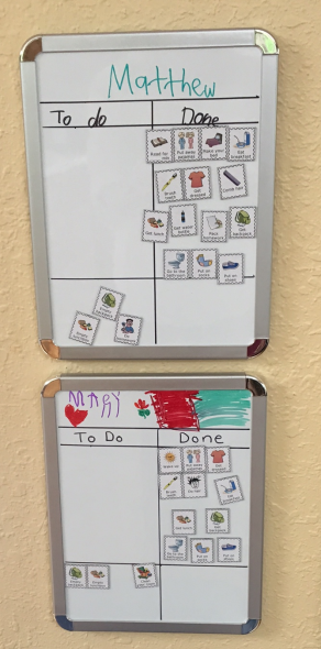 You can use The Trip Clip magnets to make magnetic whiteboard checklists for your kids.