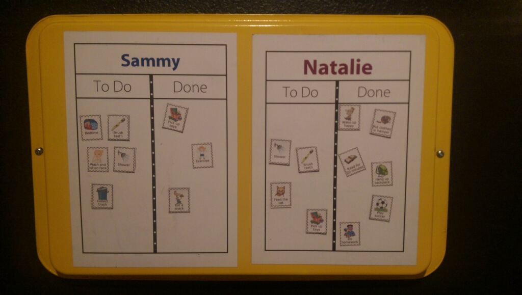 You can use The Trip Clip and a $1 cookie sheet to make a magnetic picture checklist for your kids!